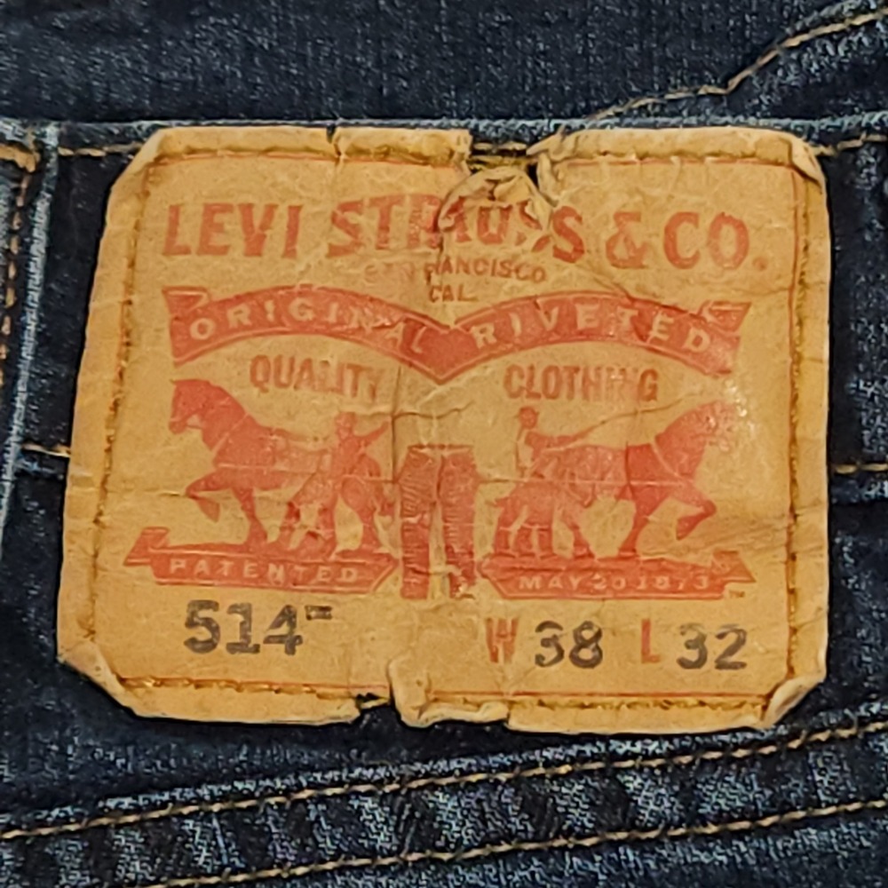 Levi's 514 Straight Fit Jeans Men's 38x32 High Rise Blue Stretch Denim - Picture 2 of 13